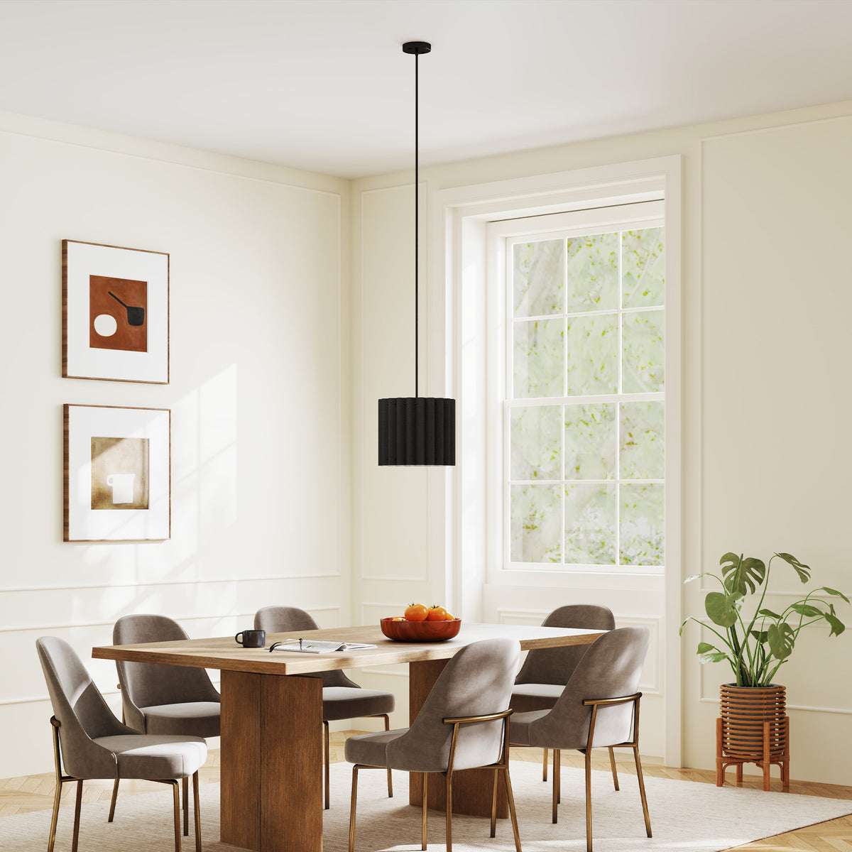 Linen Pendant Light, Bedside Ceiling Lamps with E27 Bulb, Modern Hanging Lights for Living Room, Bedroom, Kitchen, Hallway, Black
