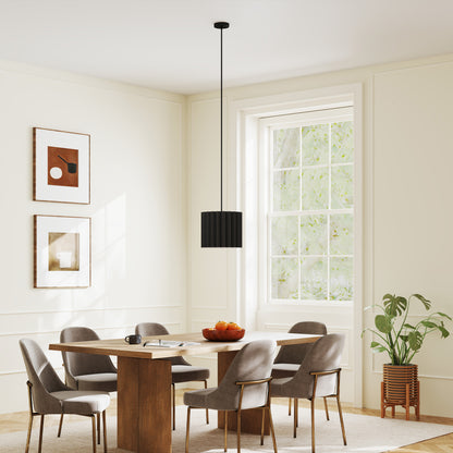 Linen Pendant Light, Bedside Ceiling Lamps with E27 Bulb, Modern Hanging Lights for Living Room, Bedroom, Kitchen, Hallway, Black