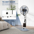 Spray Misting Fan, Floor Fan with Water Mist Spray, 70° Oscillation, Tilt Head, 3 Speeds, 2.8L Water Tank, White