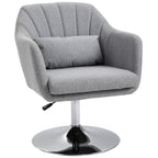 HOMCOM Swivel Accent Chair, Linen Fabric Tub Vanity Chair, Modern Armchair with Adjustable Height and Lumbar Support for Living Room Bedroom Salon Make up Room Dressing Table, Light Grey