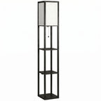 Floor Lamp with Shelves, 3 Layer Column Modern Standing Lamp for Living Room, Bedroom, Office, Black