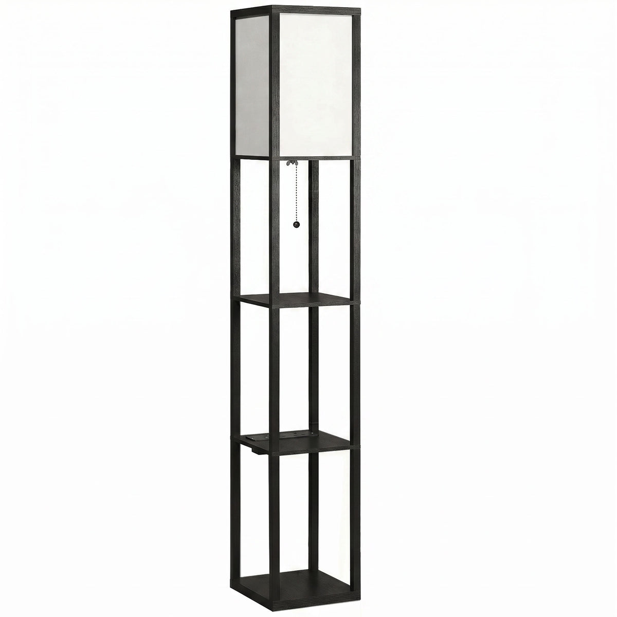 Floor Lamp with Shelves, 3 Layer Column Modern Standing Lamp for Living Room, Bedroom, Office, Black