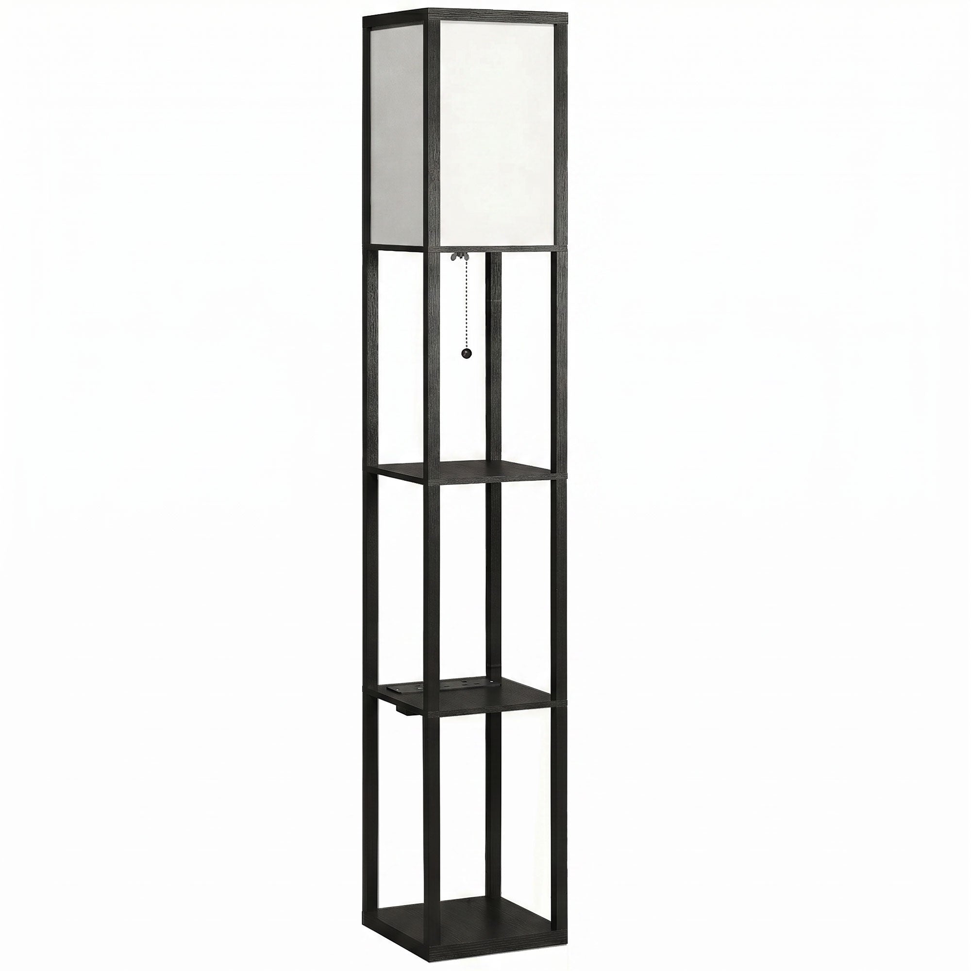 Floor Lamp with Shelves, 3 Layer Column Modern Standing Lamp for Living Room, Bedroom, Office, Black