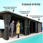 Outsunny 3.6 x 3 m Aluminium Hardtop Gazebo with Smart Drainage System and Ceiling Hooks- Dark Grey