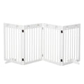 PawHut Wooden Pet Gate Foldable Freestanding Dog Safety Barrier w/ Support Feet