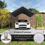 Outsunny 3 x 6m Heavy Duty Carport Garage Car Shelter Galvanized Steel Outdoor Open Canopy Tent Water UV Resistant Waterproof, Grey