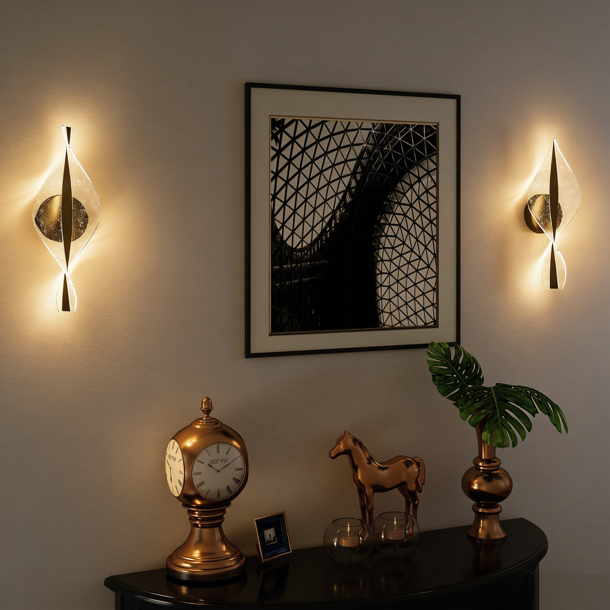 Led Wall Lamp 2 Pack, 13W Modern Indoor Spiral Wall Light, Colour Temperature Adjustable 3000K/4000K/6500K, for Bedroom, Living Room, Hallway, Stairs, Black