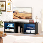 70" TV Stand, with LED Lights and Storage - Black