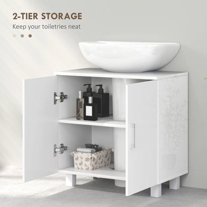 Bathroom Under Sink Cabinet for Basin without or with Pedestal - High Gloss White