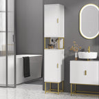 kleankin Narrow Bathroom Storage Cabinet, Freestanding Tallboy Storage Unit with Adjustable Shelf, 2 Doors and Steel Base, Slim Corner Organizer, White
