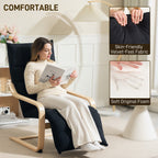 HOMCOM Curved Wooden Accent Chair, with Adjustable Footrest - Black