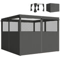Outsunny 4 Pack Replacement Gazebo Curtains Privacy Panel for Most 3 x 3 m Gazebo, Outdoor Shelter Sidewalls, Dark Grey