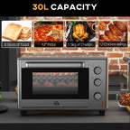 30L 60-230? Mini Electric Oven, with Accessories - Silver Tone