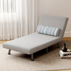 HOMCOM Single Sofa Bed, 1 Person Sleeper Foldable Lounge with Pillow, Light Grey