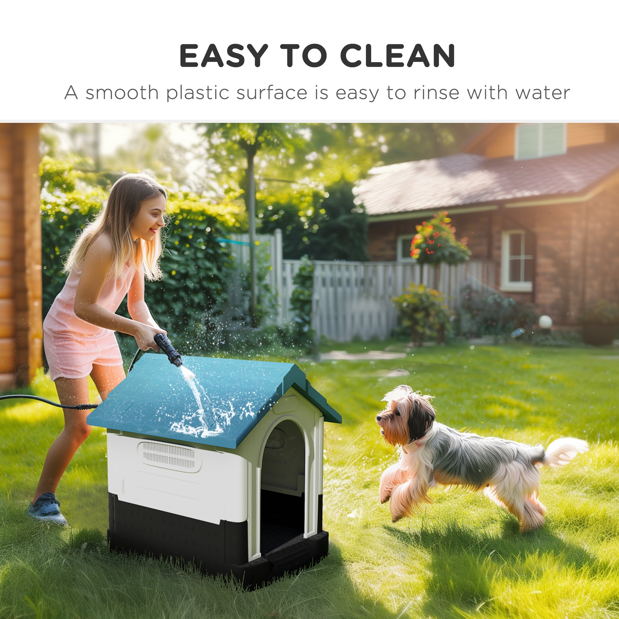 PawHut Outside Dog Kennel House, for Miniature Dogs, 64.5 x 57 x 66cm