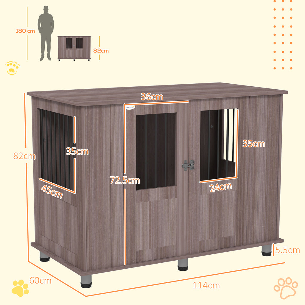 PawHut Dog Crate Table for Medium and Large Dogs with Magnetic Door for Indoor Use, 114 x 60 x 82 cm, Purple