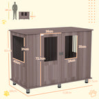 PawHut Dog Crate Table for Medium and Large Dogs with Magnetic Door for Indoor Use, 114 x 60 x 82 cm, Purple