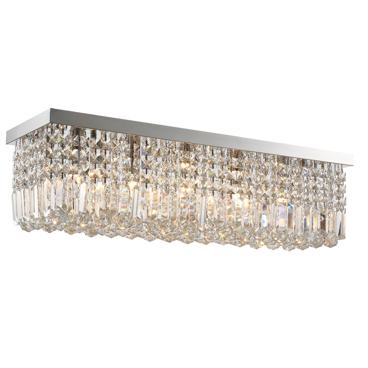 Modern Crystal Ceiling Light Square Crystal Chandelier for Living Room, Dining Room, Hall, 5 x E14 Lamp Holders, Silver, 80 x 25 x 23cm