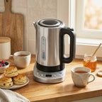 Electric Kettle, 1.7L, Fast Boil, 3kW Water Kettle with UK Strix Thermostat, Keep Warm Function, LCD Base, Silver Tone