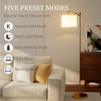 LED Floor Lamp with Remote Control - Gold Tone