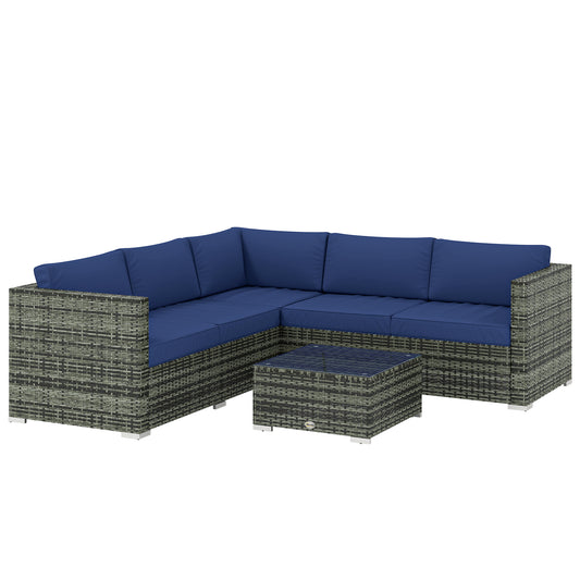 Outsunny Four-Piece Rattan Sofa Set - Blue
