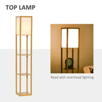 3-Tier Floor Lamp with Shelves and Storage, Modern Corner Standing Lamp with Lampshade, Reading Light with Foot Switch for Living Room, Bedroom, Home Office, Bulb not Included, Natural
