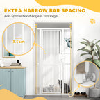 PawHut 180cm Extra Tall Pet Gate with 3.5 cm Narrow Gap, Pressure Mounted No Drilling Cat Gate for Doorways, 77-104cm Width