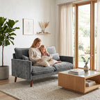 HOMCOM 2 Seater Sofa, Loveseat Sofa with Spring Cushions, Wide and Deep Seat, Wood Legs, Grey