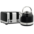 Polished Stainless Steel Kettle and Toaster Set - Black