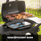 Outsunny 2 Burner Gas Grill with 2 Side Tables, 3.8 KW Barbecue Grill with Cast Iron Grates, 2-in-1 Tabletop BBQ with Wheels