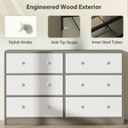 HOMCOM Chest of Drawers, Dresser with 6 Fabric Drawers - White and Grey