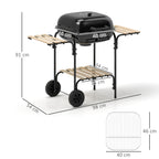 Outsunny Charcoal Barbecue Grill Portable BBQ Grill with 1840 cm² Cooking Area, 3 Shelves, Adjustable Vent, Lockable Lid, Wheels for Outdoor Cooking, Garden Party, Black