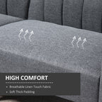 HOMCOM 3 Seater Sofa Bed, Convertible Linen Fabric Sofa Couch, Click Clack Sofabed with Adjustable Split Backrest for Living Room, Bedroom, Guest Room, Grey