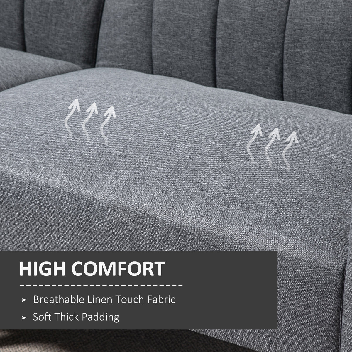 3 Seater Sofa Bed, Convertible Linen Fabric Sofa Couch, Click Clack Sofabed with Adjustable Split Backrest for Living Room, Bedroom, Guest Room, Grey