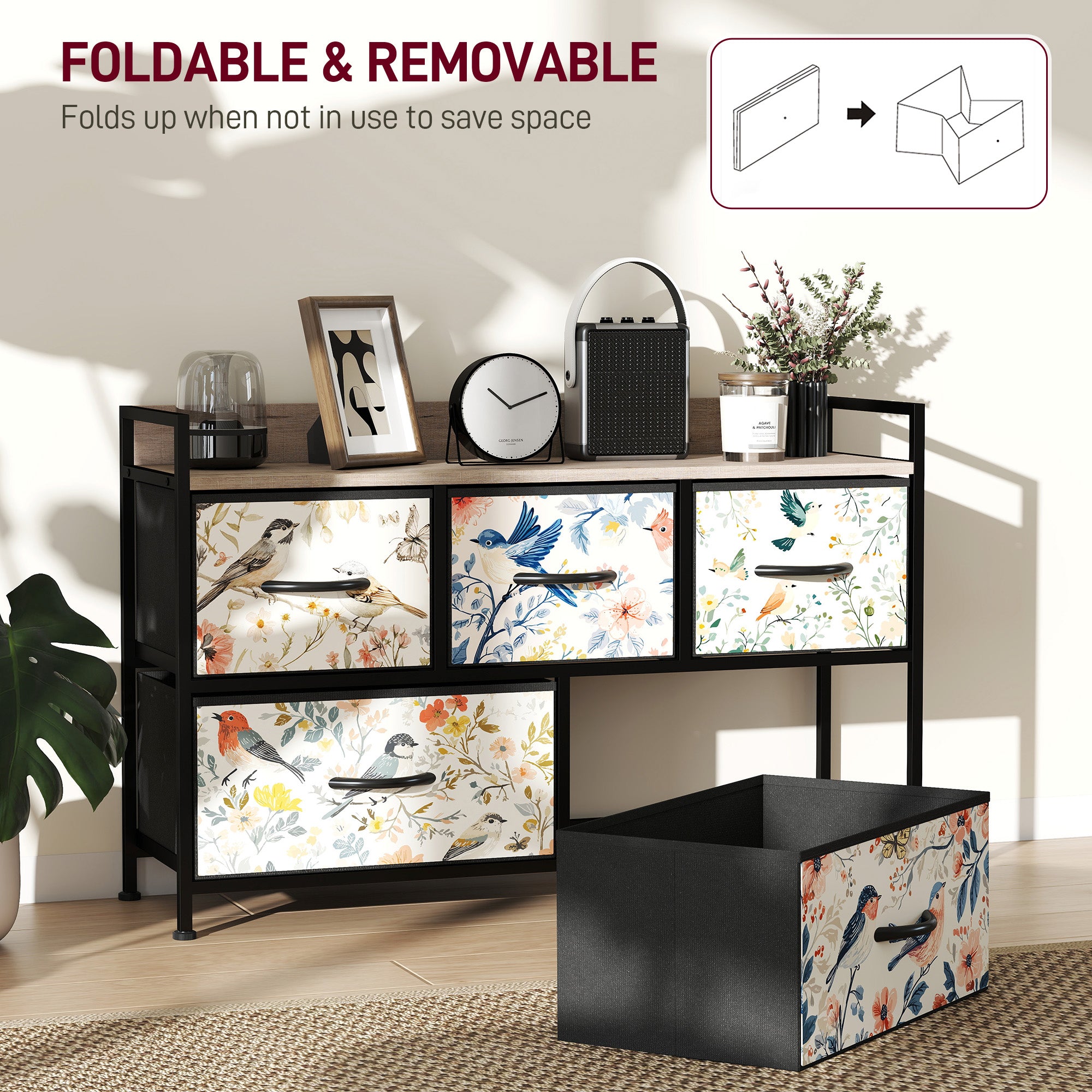 HOMCOM 5-Drawer Chest of Drawers - White
