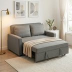 HOMCOM Double Sofa Bed Click Clack Sofa Bed Pull Out Bed with Adjustable Backrest for Living Room and Bedroom Grey
