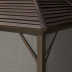 Outsunny 3 x 4m Hardtop Gazebo Canopy with Metal Roof, Aluminium Gazebo Permanent Pavilion with Netting and Curtains, Dark Grey