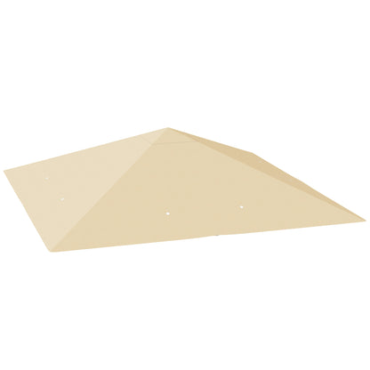 Outsunny 3 x 3(m) Gazebo Canopy Replacement Cover, Garden Gazebo Roof Replacement with Drain Holes, Water Resistant PVC Coating, 370g/?, UPF30+, TOP COVER ONLY, Beige