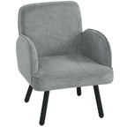 HOMCOM Lounge Chair Velvet Upholstered Armchair with Spring Cushion for Living Room Bedroom Grey