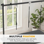PawHut Dog Grooming Arm Adjustable H-Shape Dog Grooming Table Arm with Clamp and 3 Nooses Black