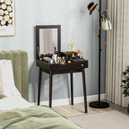 HOMCOM Dressing Table with Flip-up Mirror, Makeup Desk with 2 Drawers and Pine Wood Legs, Vanity Table Writing Desk for Bedroom Living Room, Black