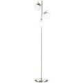 3-Light Tree Floor Lamps for Living Room, Modern Standing Lamp for Bedroom with Globe Lampshade, Steel Base, Bulb not Included, Silver Tone