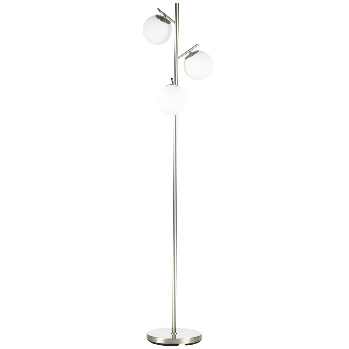 3-Light Tree Floor Lamps for Living Room, Modern Standing Lamp for Bedroom with Globe Lampshade, Steel Base, Bulb not Included, Silver Tone