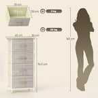 HOMCOM Chest of Four Fabric Drawers - Natural Wood Finish