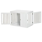 PawHut 2-in-1 Dog Cage and Side Table, with Two Lockable Doors, for Medium Dogs - White