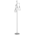 3-Light Floor Lamp, 170cm Industrial Dimmable Standing Lamp with Steel Wire Cage Lampshades for Living Room, Bedroom, Dining Room, Study, Bulb Not Included, Silver Tone
