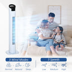 31" Freestanding Tower Fan, 3 Speed 3 Mode, 7.5H Timer, Oscillating, LED Panel, Remote Control, 31 Inch Standing Fan, White