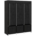 Foldable Fabric Wardrobe for Bedroom, Portable Wardrobe with 5 Shelves, 2 Hanging Rails and 3 Fabric Drawers, Black