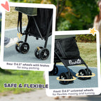 PawHut Foldable Dog Stroller, Lightweight Dog Pram w/ Shoulder Strap, Storage Bag, Cup Holder, Dark Green