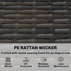Outsunny 3 Seater Rattan Garden Sofa, PE Wicker Outdoor Sofa Wide Deep Seat, 4" Cushions, Wood-Effect Armrests Legs, Brown